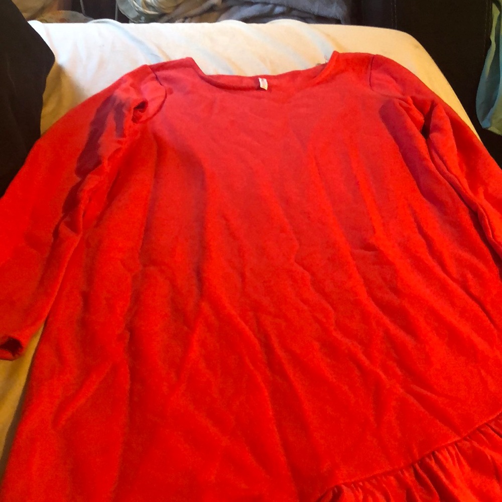 Fab kids size  14-16 knit dress solid red